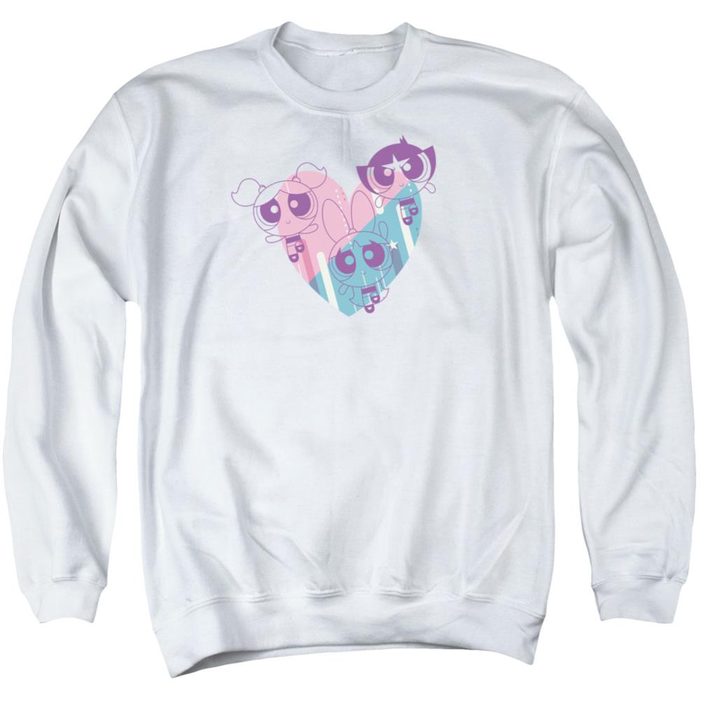 Powerpuff Girls Powerpuff Heart Men's Crewneck 50 50 Poly Long-Sleeve T-Shirt