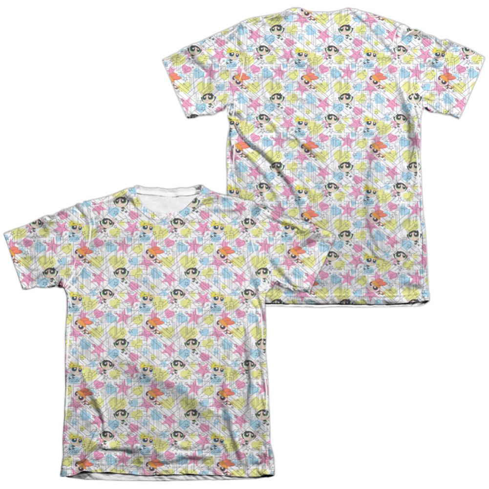 Powerpuff Girls Powerpuff Pattern Men's Regular Fit Poly Cotton Short-Sleeve T-Shirt