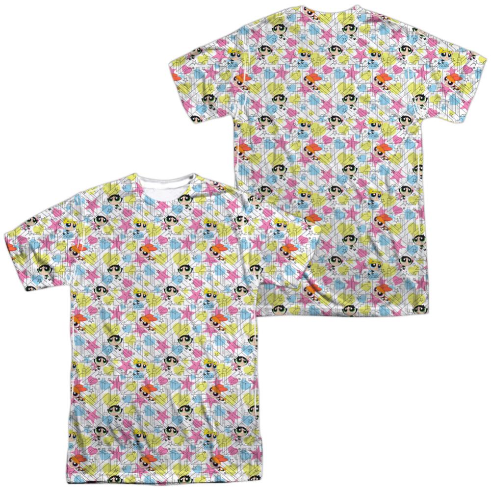 Powerpuff Girls Powerpuff Pattern Men's Regular Fit Polyester Short-Sleeve T-Shirt