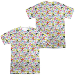 Powerpuff Girls Powerpuff Pattern Men's Regular Fit Polyester Short-Sleeve T-Shirt