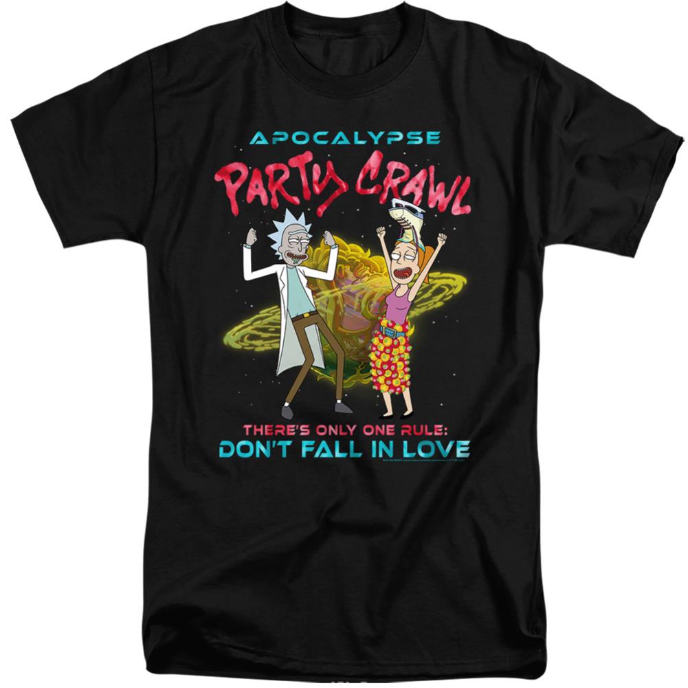 Rick And Morty Apocalypse Party Crawl Men's 18/1 Tall Cotton Short-Sleeve T-Shirt