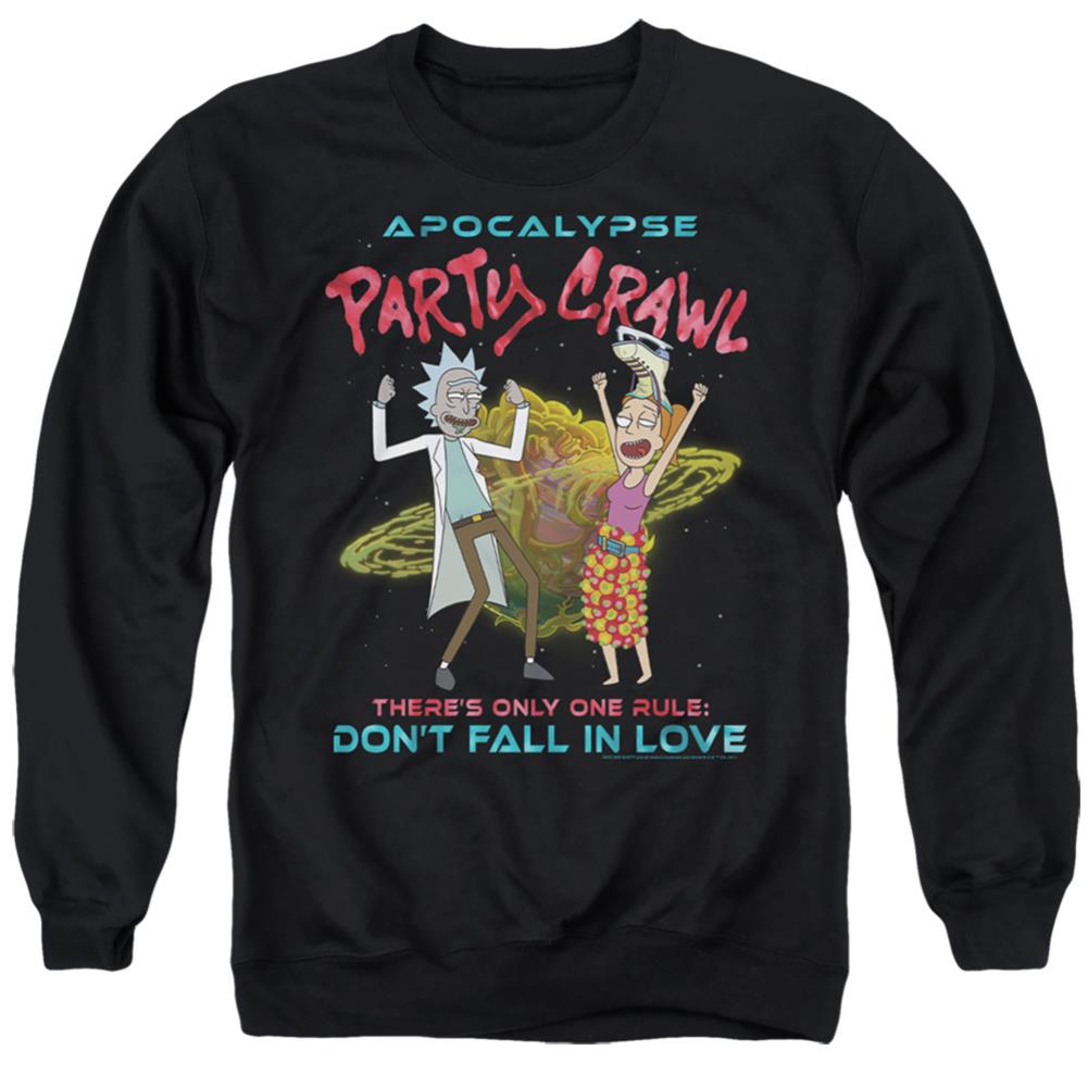 Rick And Morty Apocalypse Party Crawl Men's Crewneck 50 50 Poly Long-Sleeve T-Shirt