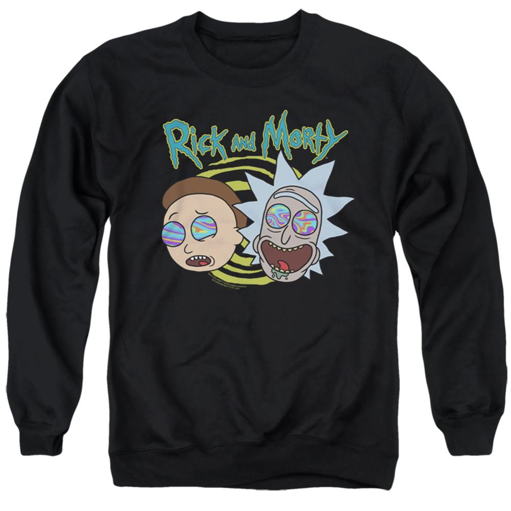 Rick And Morty Blown Minds Men's Crewneck 50 50 Poly Long-Sleeve T-Shirt