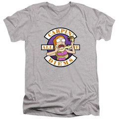 Rick And Morty Carp En All Them Diems Men's 30/1 Cotton Slim V-Neck T-Shirt