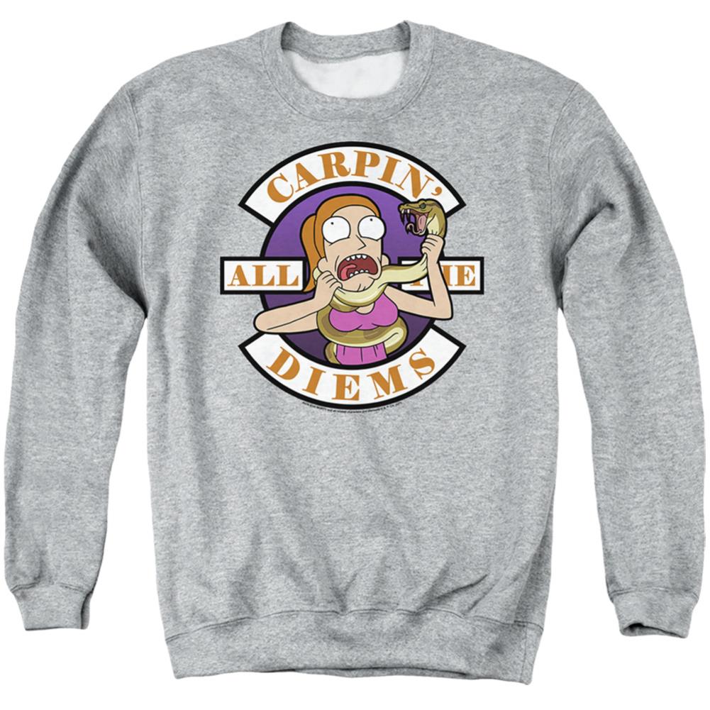 Rick And Morty Carp En All Them Diems Men's Crewneck 50 50 Poly Long-Sleeve T-Shirt