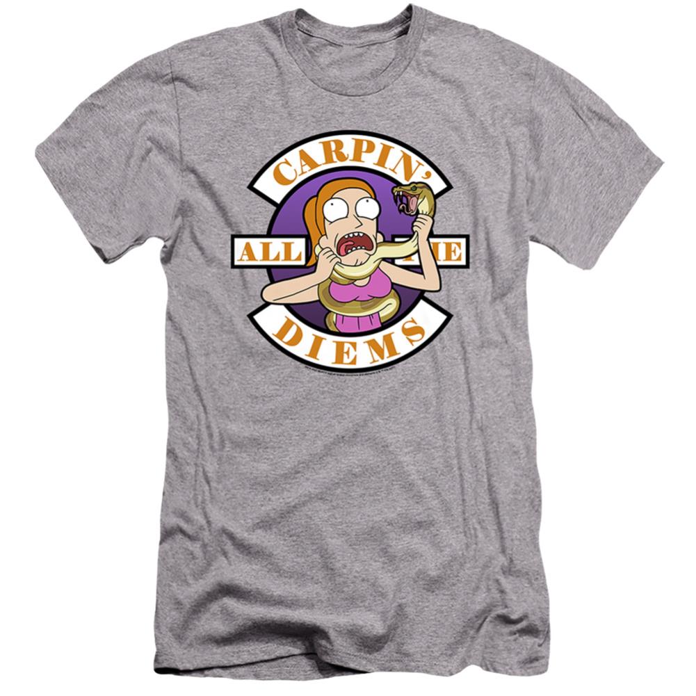 Rick And Morty Carp En All Them Diems Men's Ultra-Soft 30/1 Cotton Slim Short-Sleeve T-Shirt