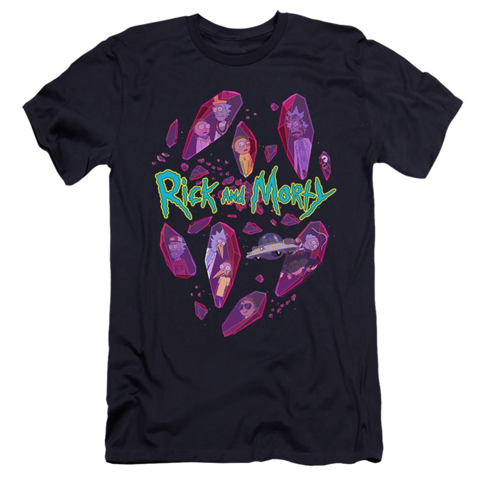 Rick And Morty Death Crystal Futures Men's Ultra-Soft 30/1 Cotton Slim Short-Sleeve T-Shirt
