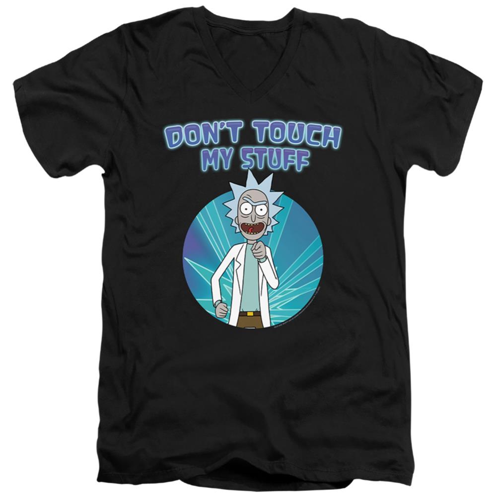 Rick And Morty Don't Touch Men's 30/1 Cotton Slim V-Neck T-Shirt