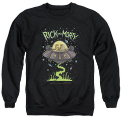 Rick And Morty Drunk Rick Ship Men's Crewneck 50 50 Poly Long-Sleeve T-Shirt
