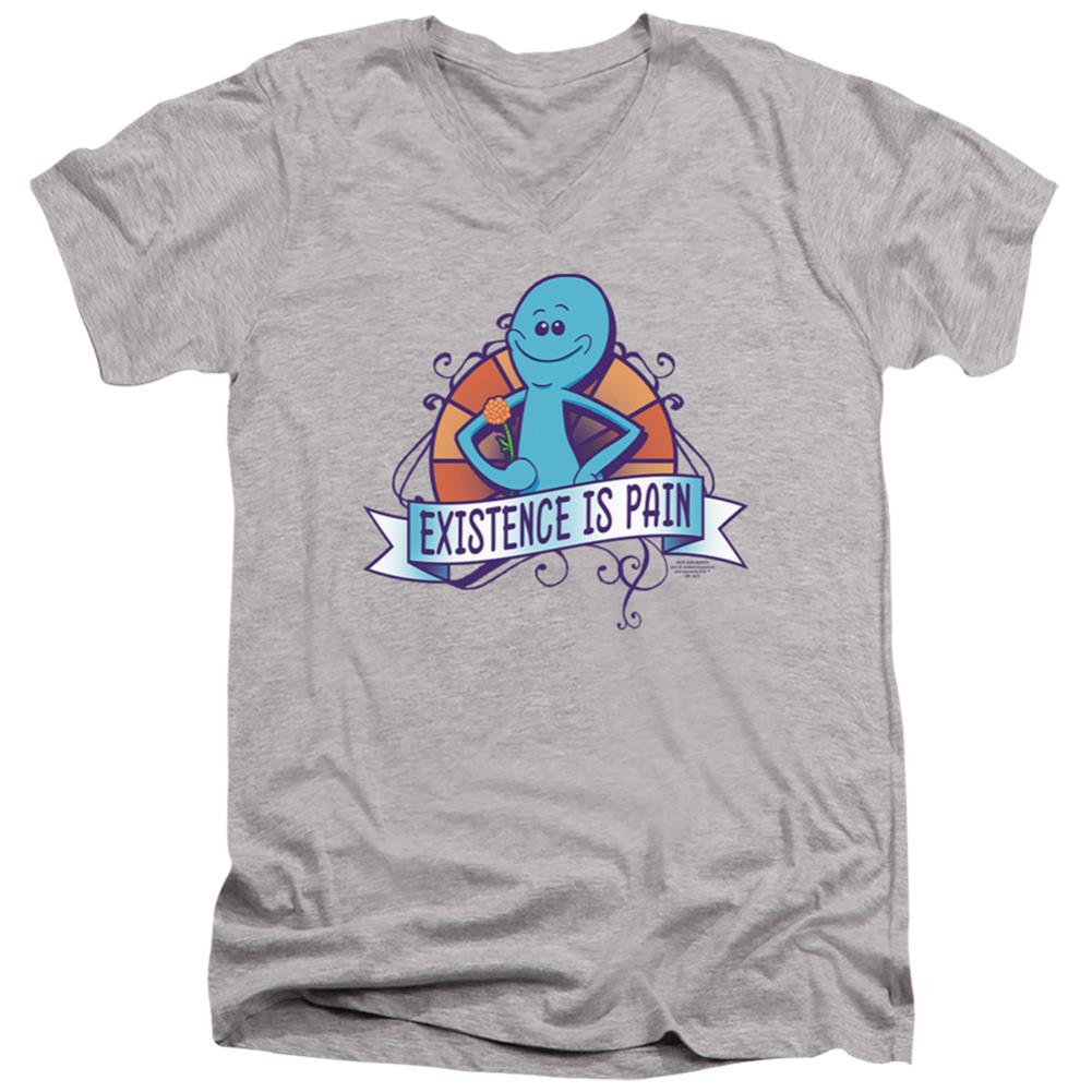 Rick And Morty Existence Is Pain Men's 30/1 Cotton Slim V-Neck T-Shirt