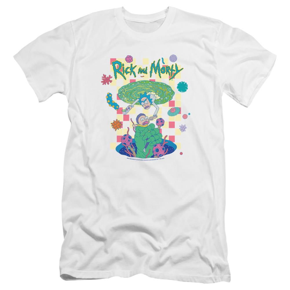 Rick And Morty Falling Portals Men's Ultra-Soft 30/1 Cotton Slim Short-Sleeve T-Shirt
