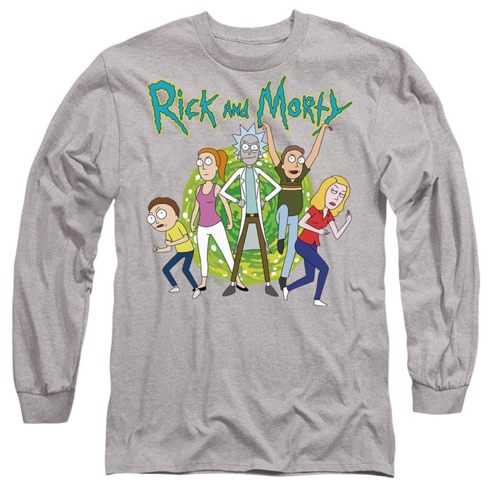 Rick And Morty Family Fights Together Men's 18/1 Cotton Long-Sleeve T-Shirt