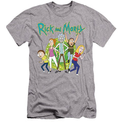 Rick And Morty Family Fights Together Men's Ultra-Soft 30/1 Cotton Slim Short-Sleeve T-Shirt