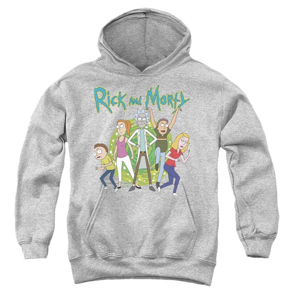 Rick And Morty Family Fights Together Youth Cotton Poly Pull-Over Hoodie