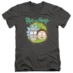 Rick And Morty Floating Heads Men's 30/1 Cotton Slim V-Neck T-Shirt