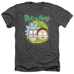 Rick And Morty Floating Heads Men's 30/1 Heather 60 40 Poly Short-Sleeve T-Shirt