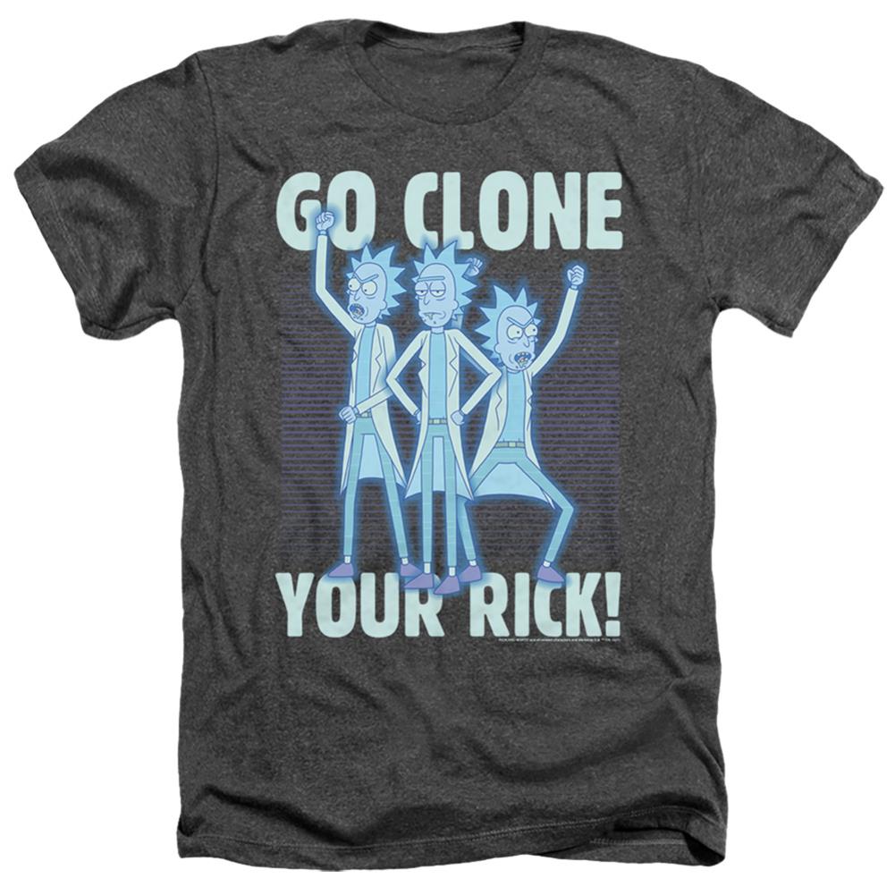 Rick And Morty Go Clone Your Rick Men's 30/1 Heather 60 40 Poly Short-Sleeve T-Shirt