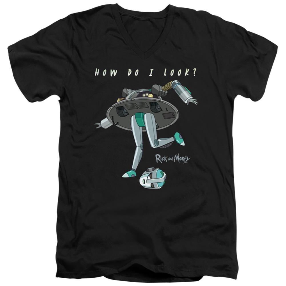Rick And Morty How Do I Look? Men's 30/1 Cotton Slim V-Neck T-Shirt