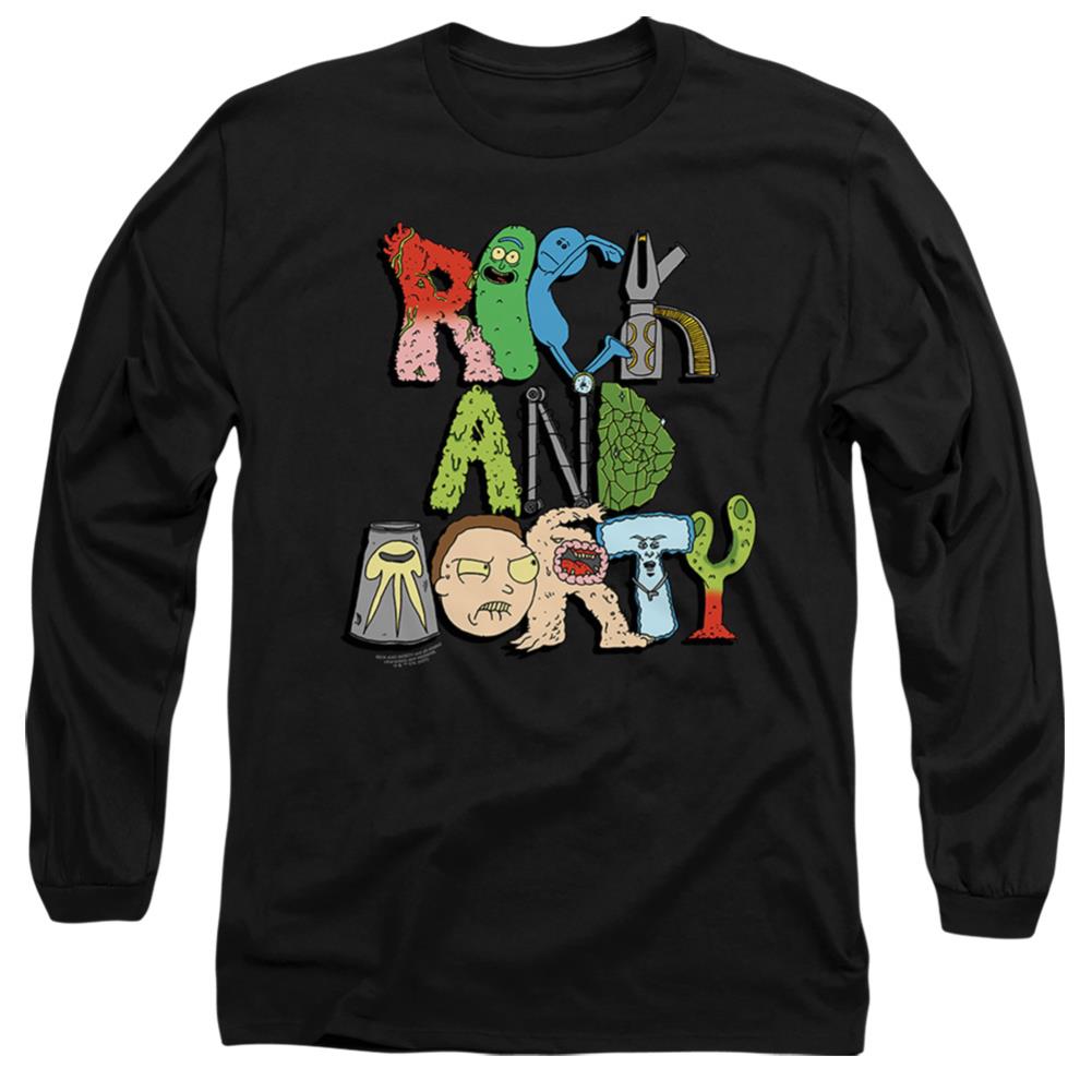 Rick And Morty Illustrated Logo Men's 18/1 Cotton Long-Sleeve T-Shirt