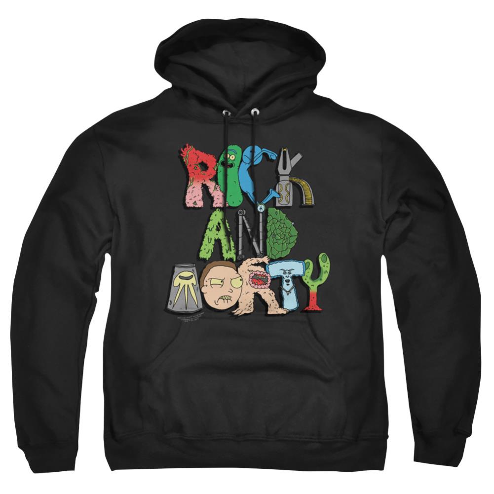 Rick And Morty Illustrated Logo Men's Pull-Over 75 25 Poly Hoodie