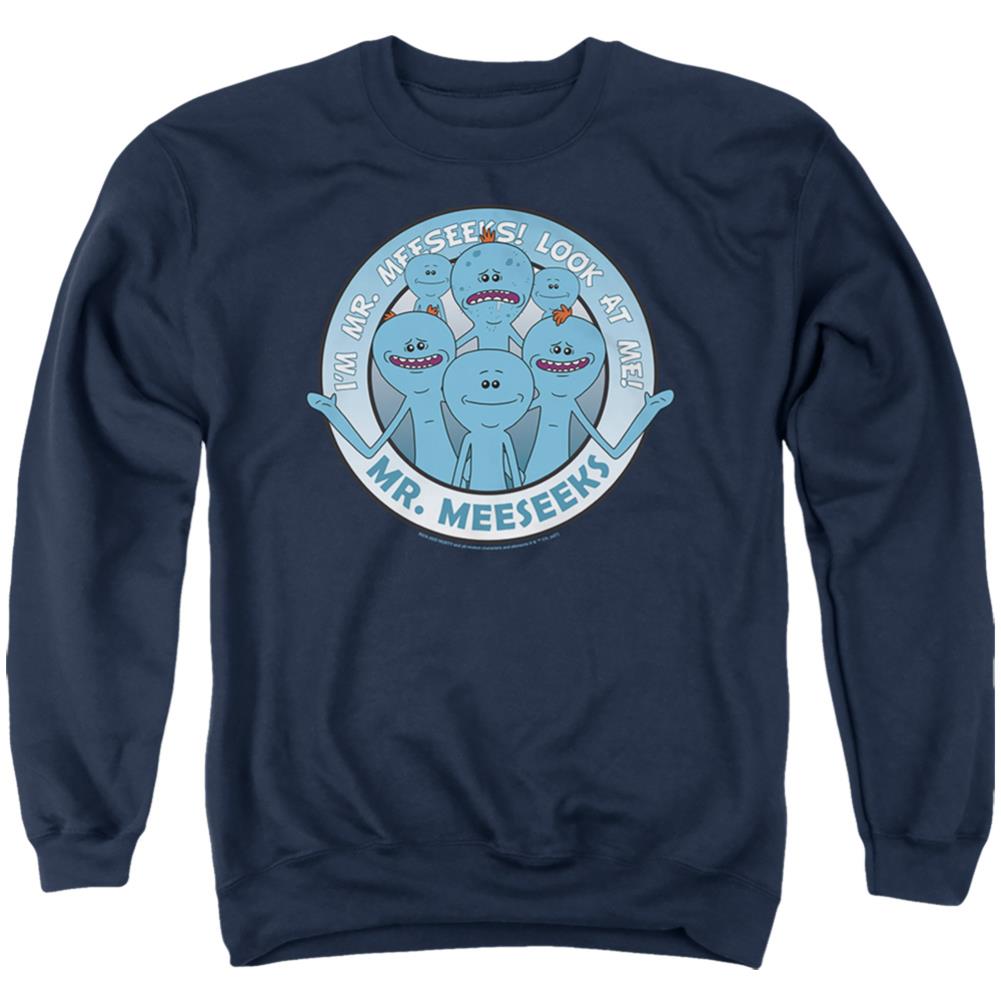 Rick And Morty Mr Meeseeks Men's Crewneck 50 50 Poly Long-Sleeve T-Shirt