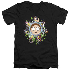 Rick And Morty Multiple Morty Men's 30/1 Cotton Slim V-Neck T-Shirt