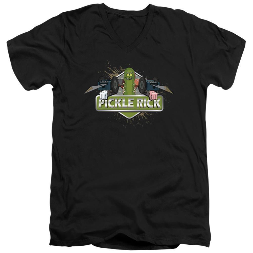 Rick And Morty Pickle Rick Men's 30/1 Cotton Slim V-Neck T-Shirt