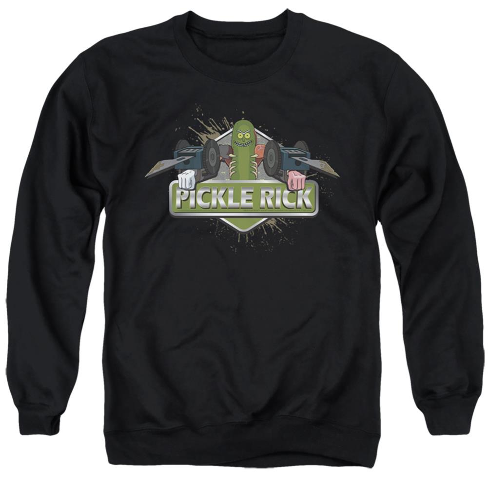 Rick And Morty Pickle Rick Men's Crewneck 50 50 Poly Long-Sleeve T-Shirt