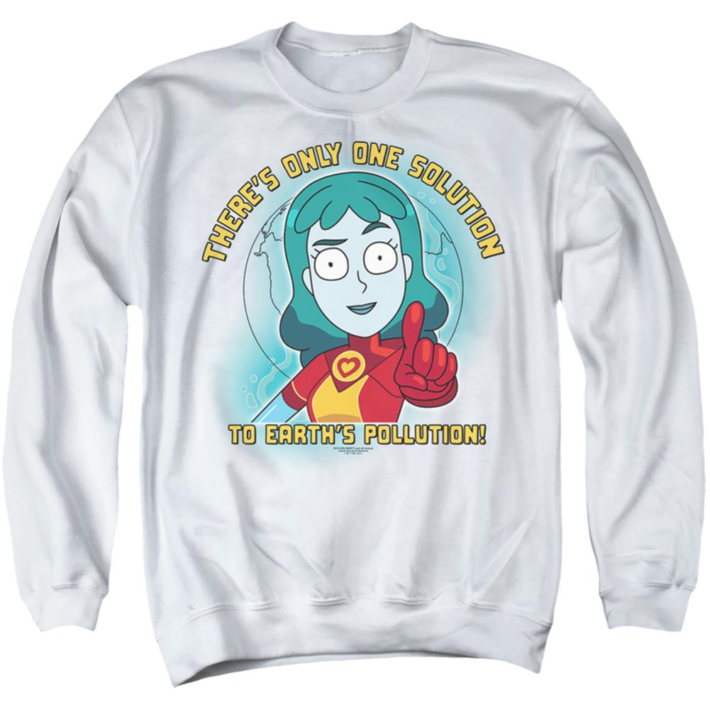 Rick And Morty Planetina Men's Crewneck 50 50 Poly Long-Sleeve T-Shirt
