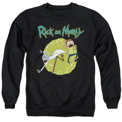 Rick And Morty Portal Men's Crewneck 50 50 Poly Long-Sleeve T-Shirt