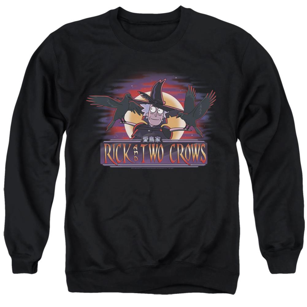 Rick And Morty Rick And Two Crows Men's Crewneck 50 50 Poly Long-Sleeve T-Shirt