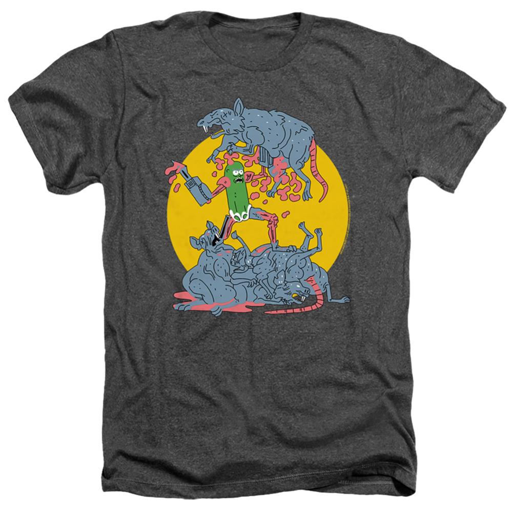 Rick And Morty The Adventures Of Pickle Rick Men's 30/1 Heather 60 40 Poly Short-Sleeve T-Shirt