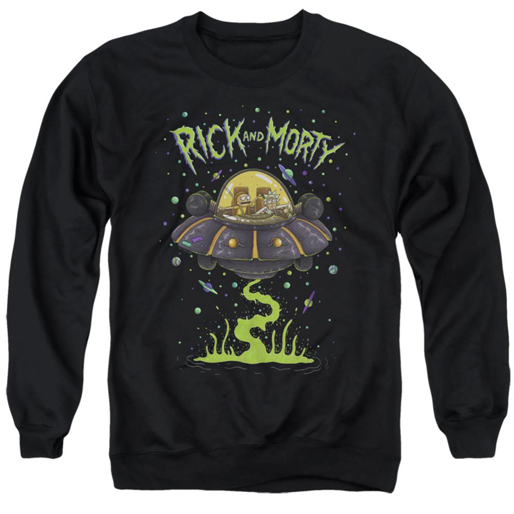 Rick And Morty UFO Men's Crewneck 50 50 Poly Long-Sleeve T-Shirt