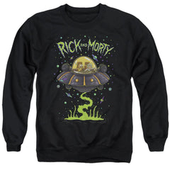 Rick And Morty UFO Men's Crewneck 50 50 Poly Long-Sleeve T-Shirt