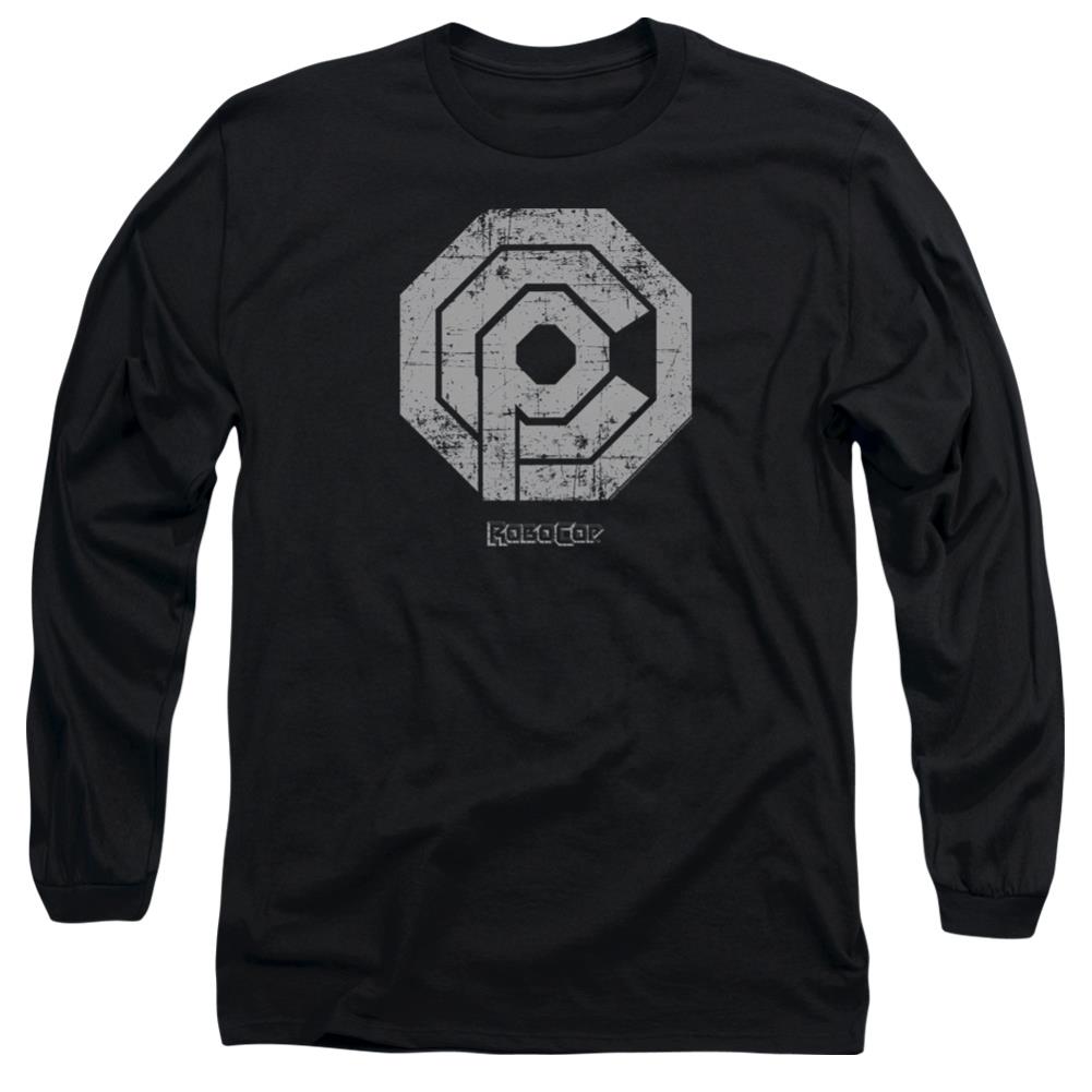Robocop Distressed Ocp Logo Men's 18/1 Cotton Long-Sleeve T-Shirt