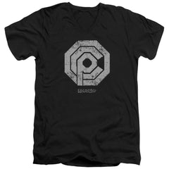 Robocop Distressed Ocp Logo Men's 30/1 Cotton Slim V-Neck T-Shirt