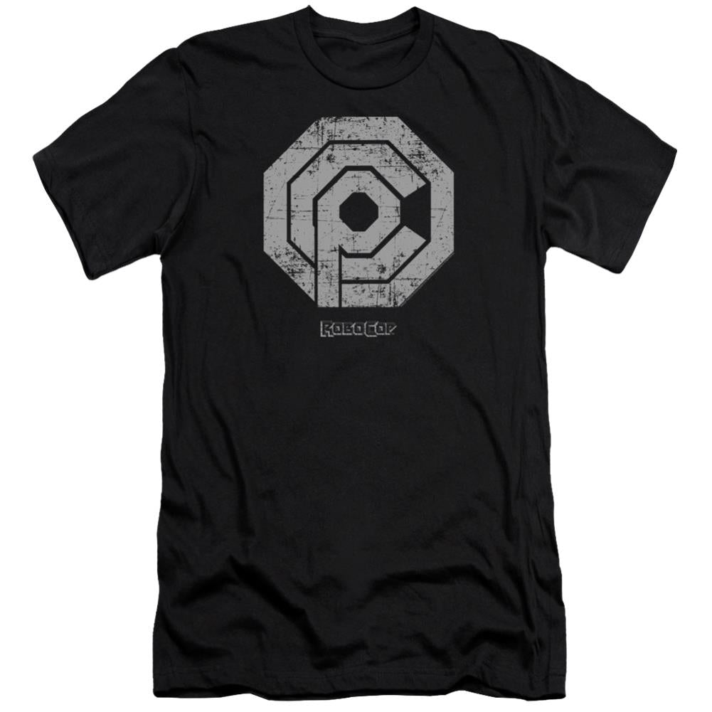 Robocop Distressed Ocp Logo Men's Ultra-Soft 30/1 Cotton Slim Short-Sleeve T-Shirt
