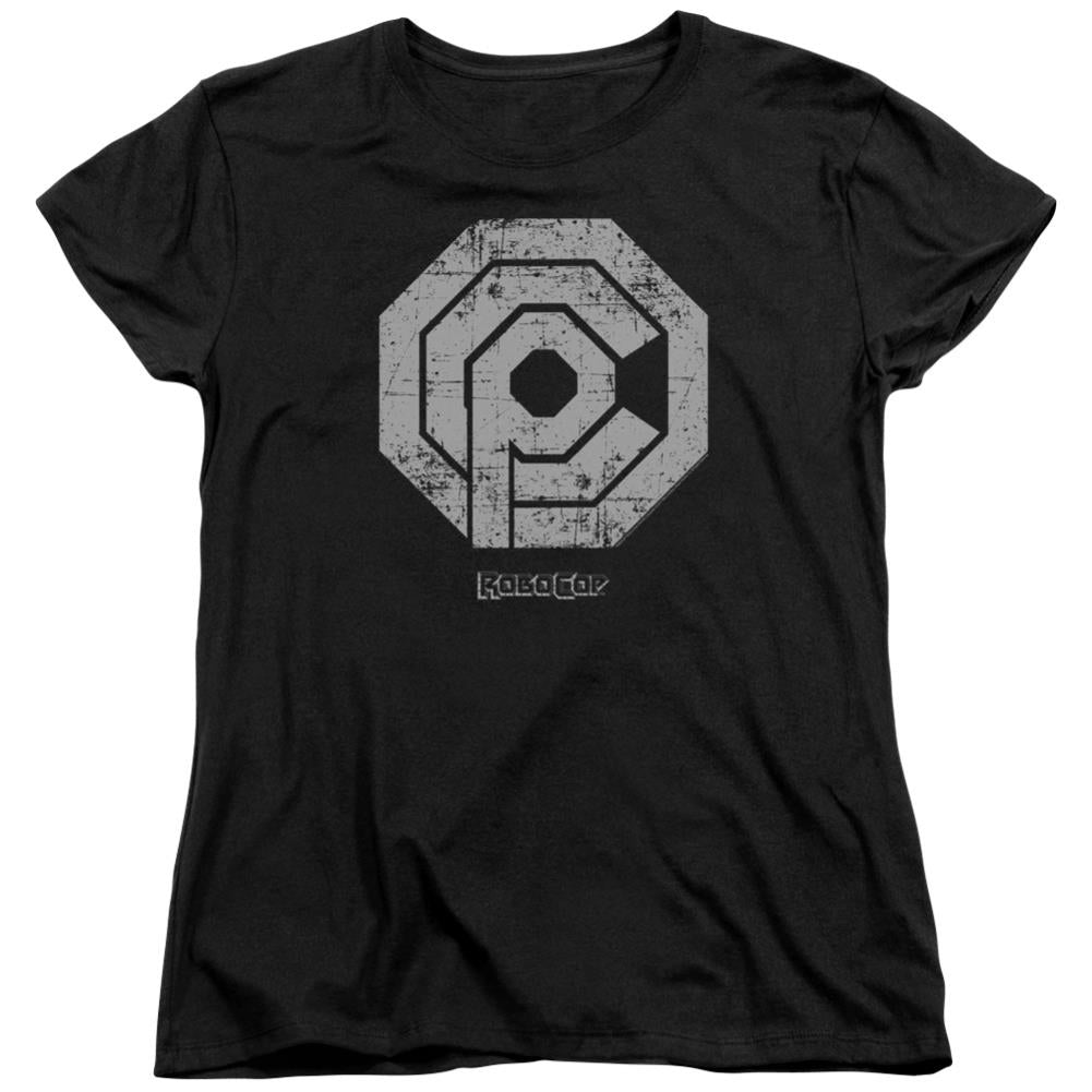 Robocop Distressed Ocp Logo Women's 18/1 Cotton Short-Sleeve T-Shirt
