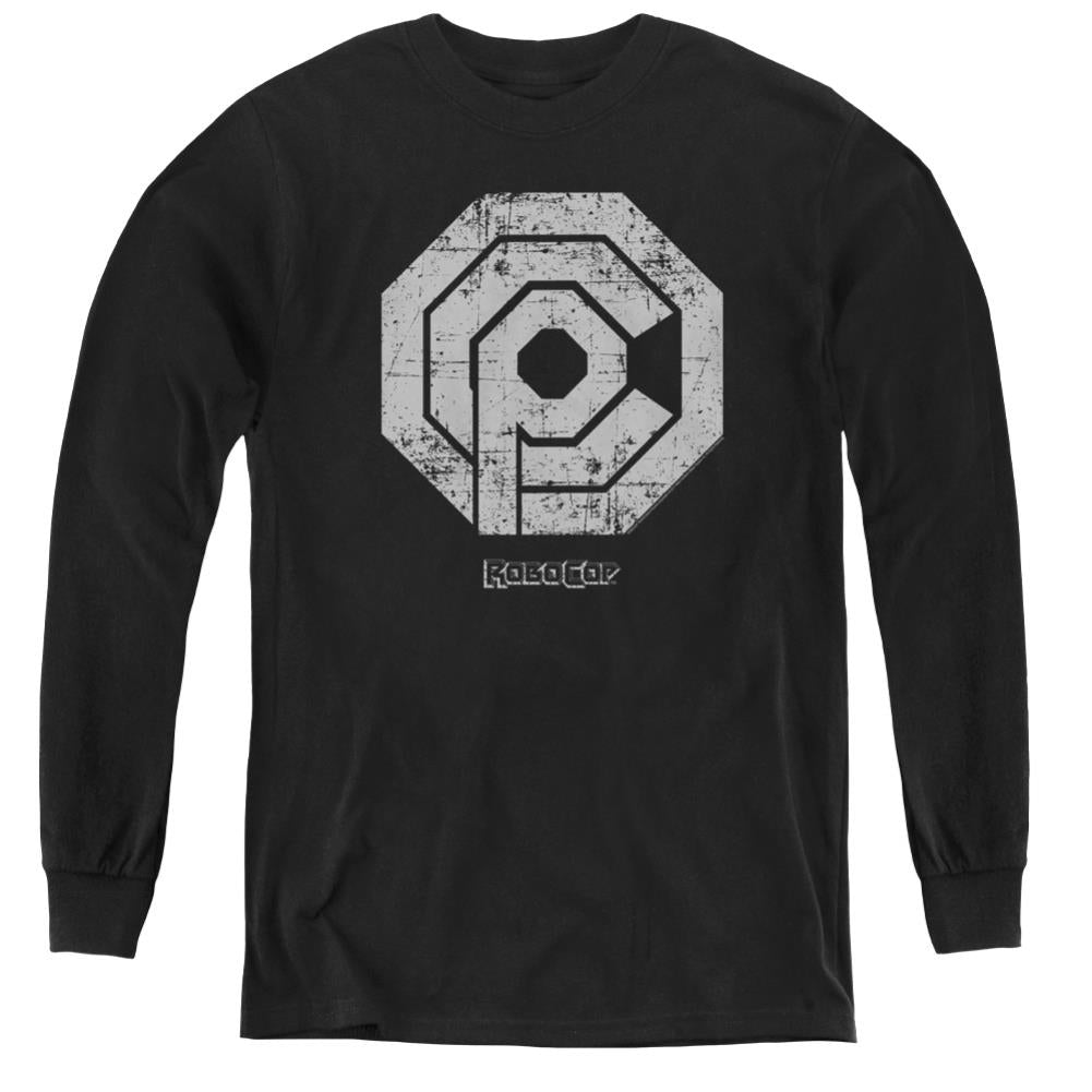 Robocop Distressed Ocp Logo Youth Long-Sleeve T-Shirt