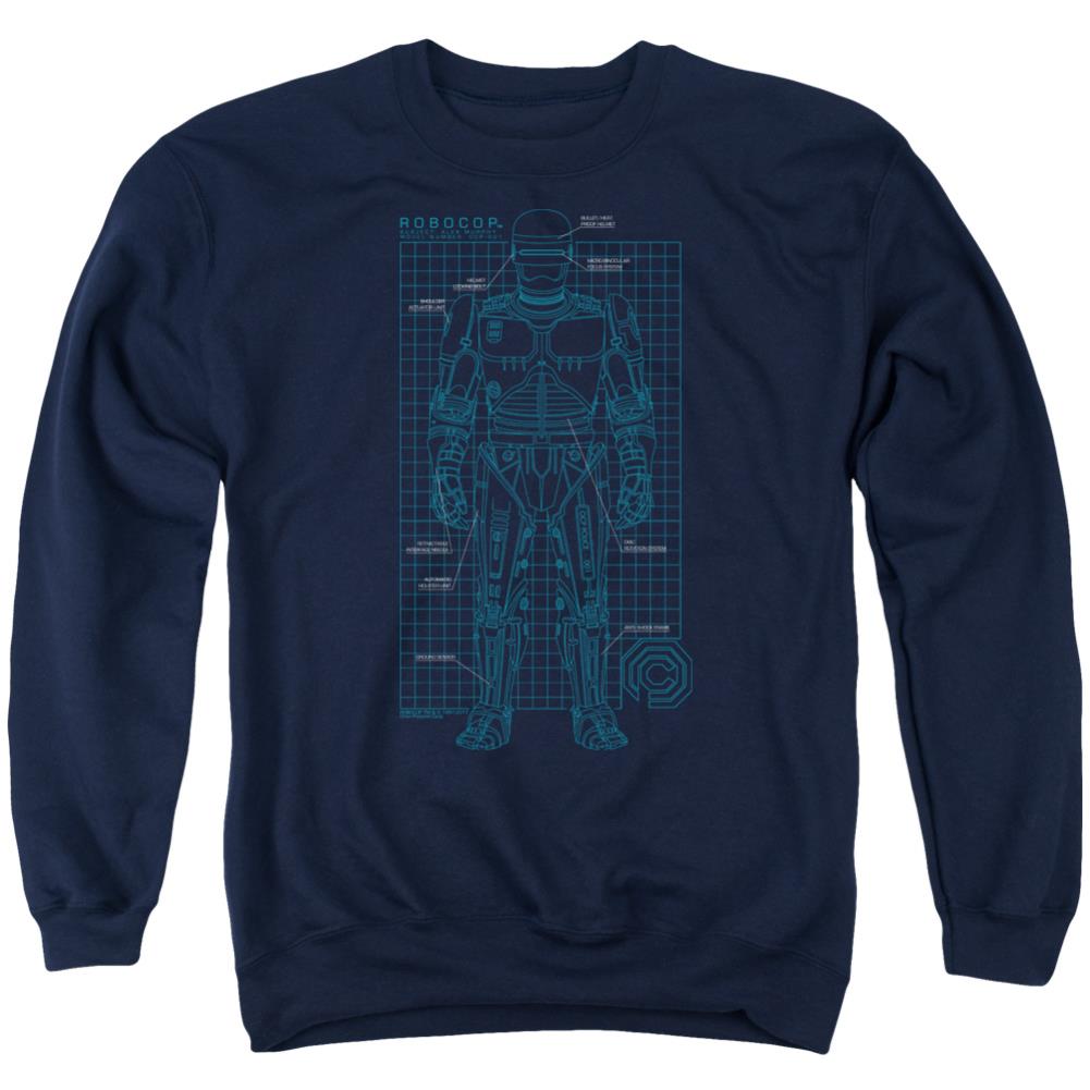 Robocop Schematic Men's Crewneck 50 50 Poly Long-Sleeve T-Shirt