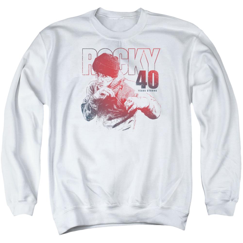 Rocky 40 Years Strong Men's Crewneck 50 50 Poly Long-Sleeve T-Shirt