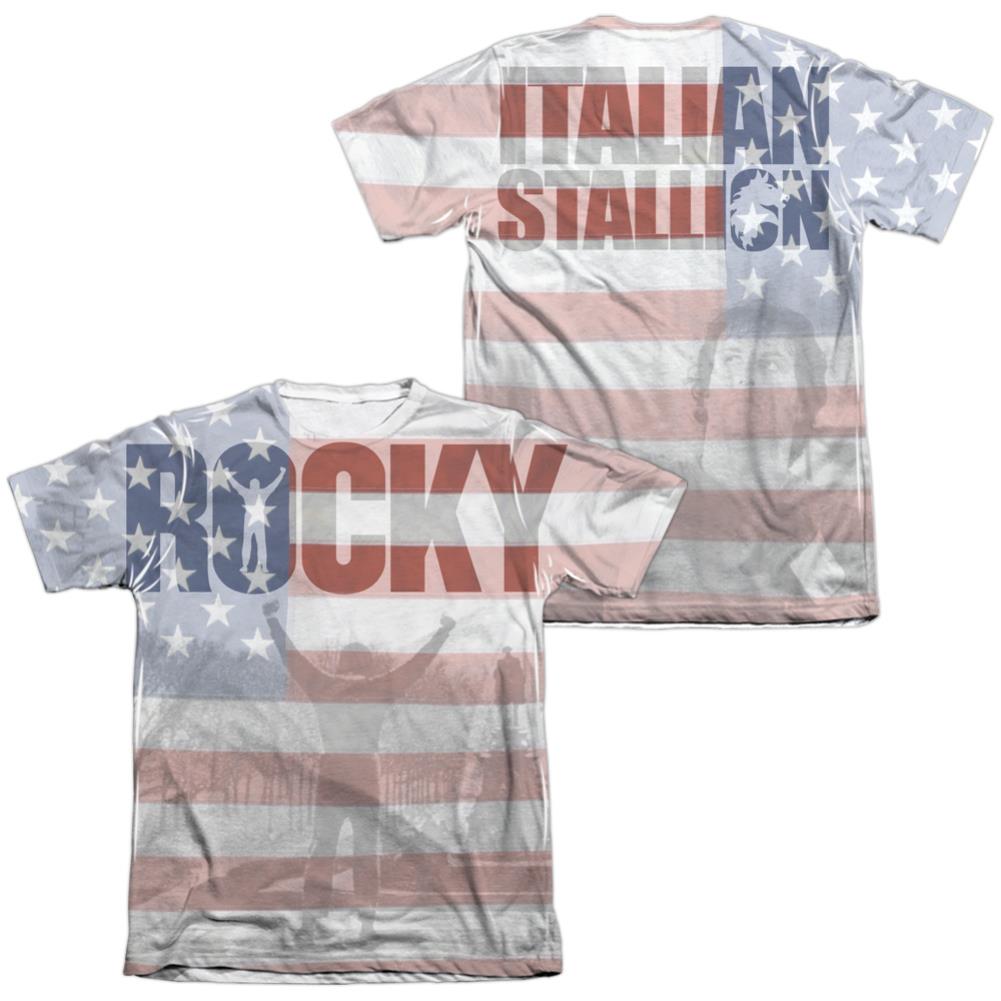 Rocky America (Front/Back Print) Men's Regular Fit Poly Cotton Short-Sleeve T-Shirt