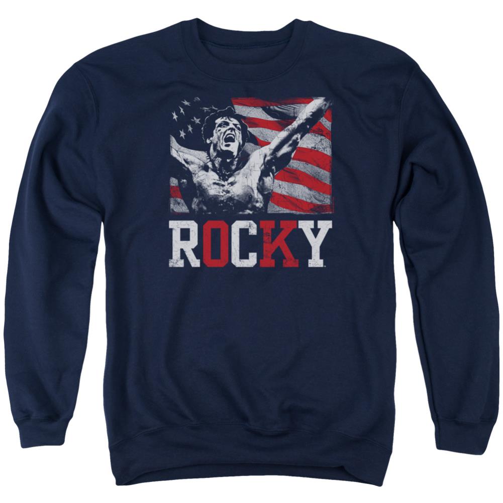 Rocky Flag Champion Men's Crewneck 50 50 Poly Long-Sleeve T-Shirt