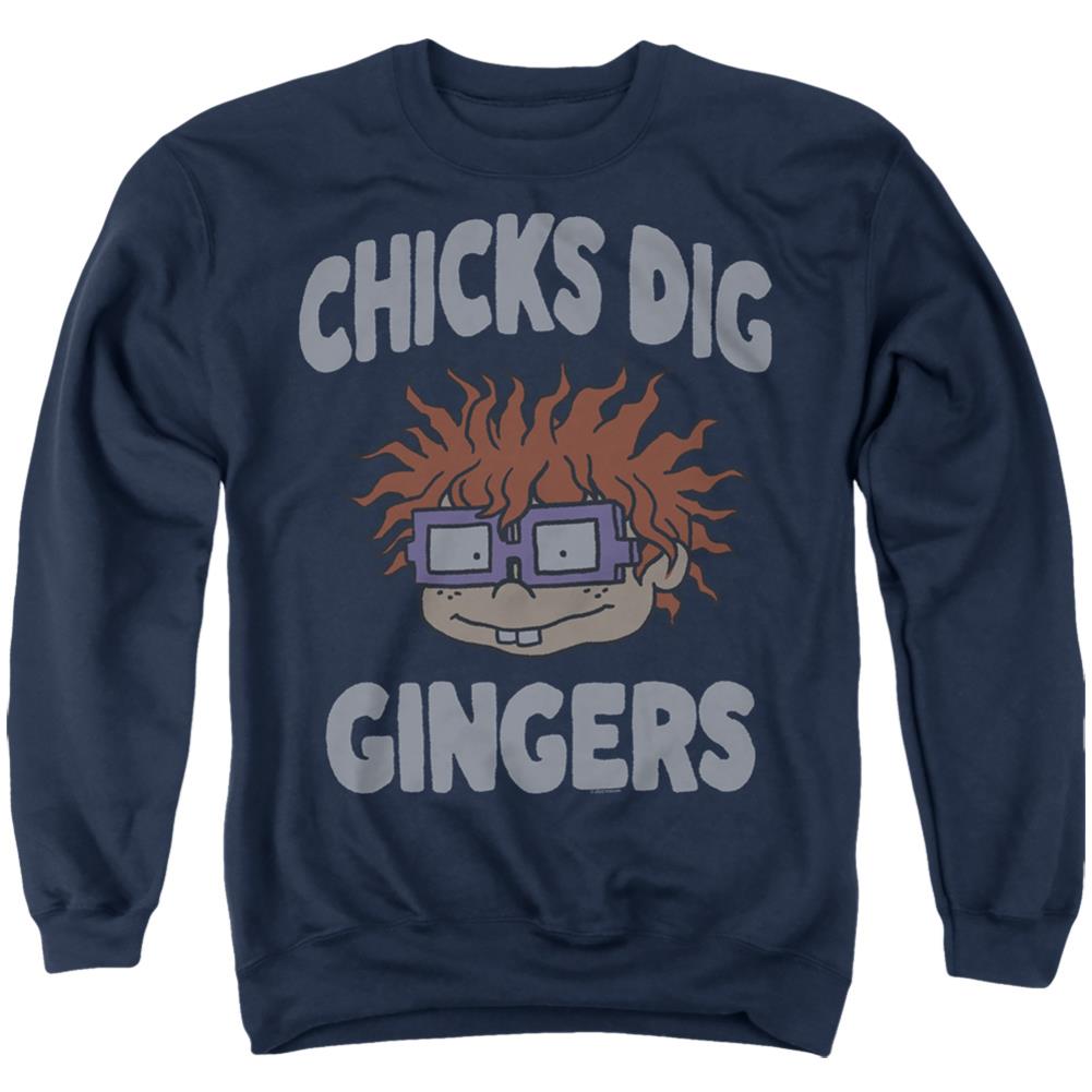 Rugrats Chicks Dig Gingers Men's Crewneck 50 50 Poly Long-Sleeve T-Shirt