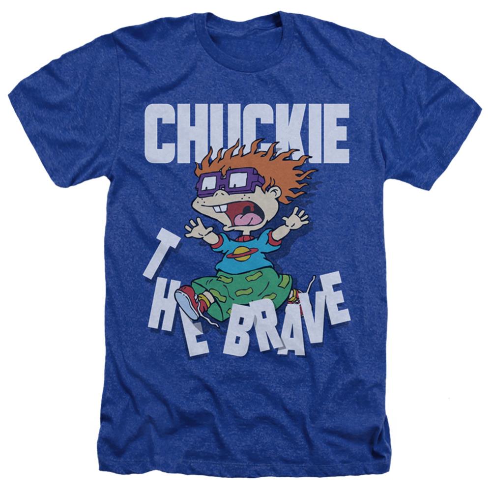 Rugrats Chuckie The Brave Men's 30/1 Heather 60 40 Poly Short-Sleeve T-Shirt