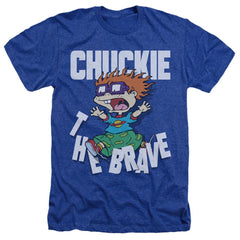 Rugrats Chuckie The Brave Men's 30/1 Heather 60 40 Poly Short-Sleeve T-Shirt