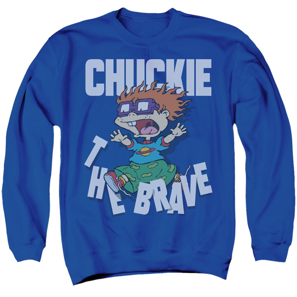 Rugrats Chuckie The Brave Men's Crewneck 50 50 Poly Long-Sleeve T-Shirt