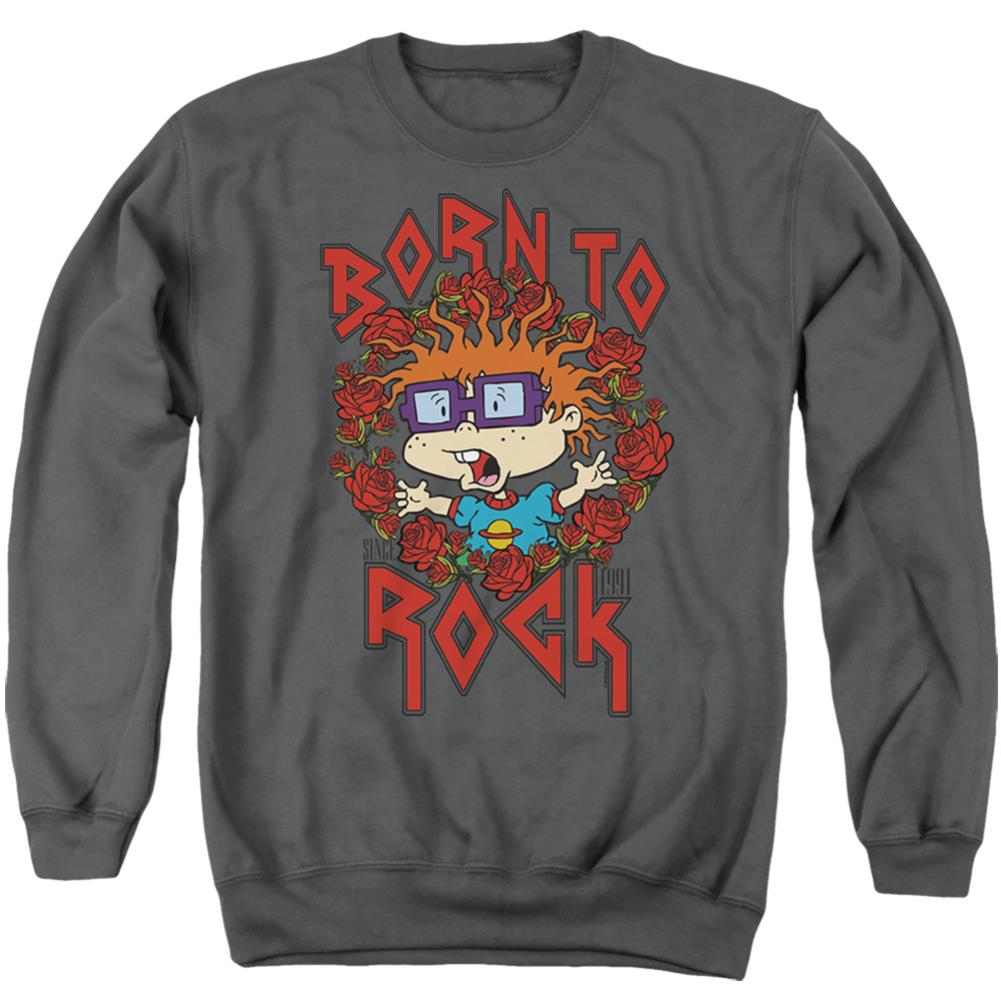 Rugrats Chucky Was Born To Rock Men's Crewneck 50 50 Poly Long-Sleeve T-Shirt
