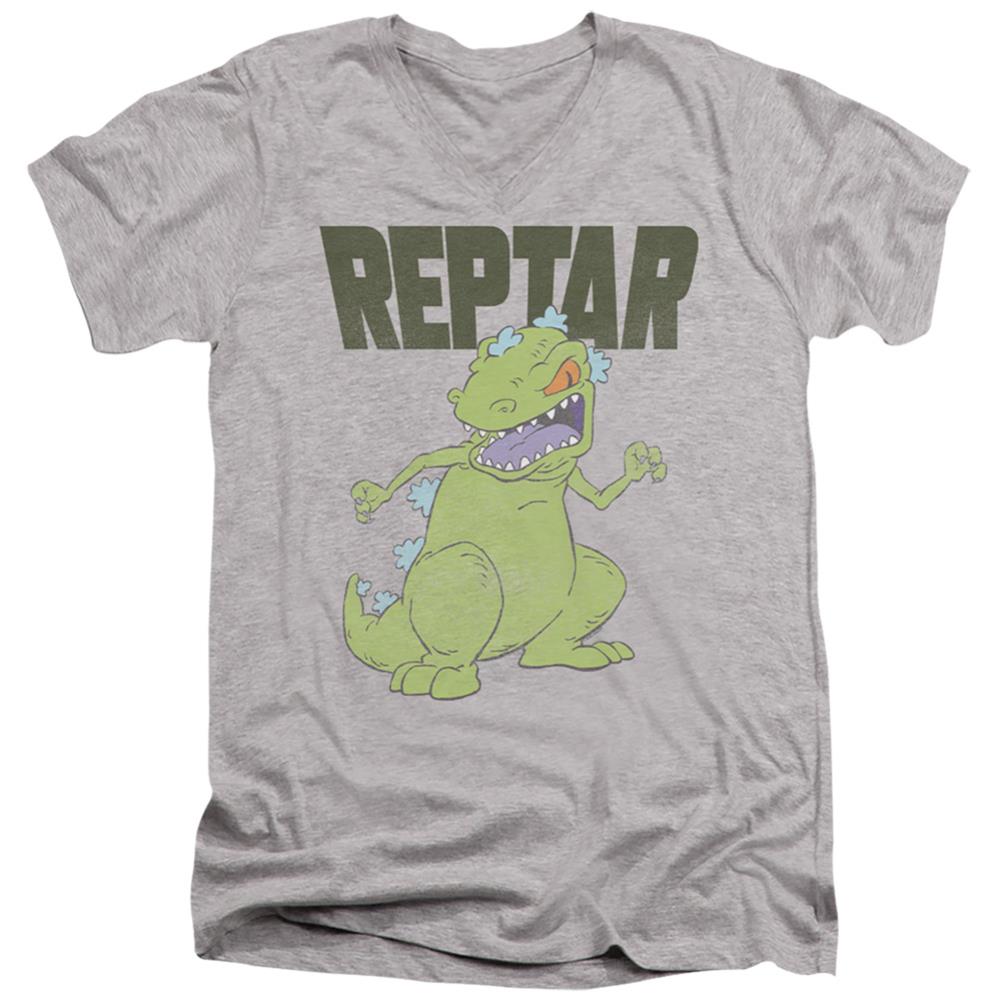 Rugrats Reptar Big Men's 30/1 Cotton Slim V-Neck T-Shirt