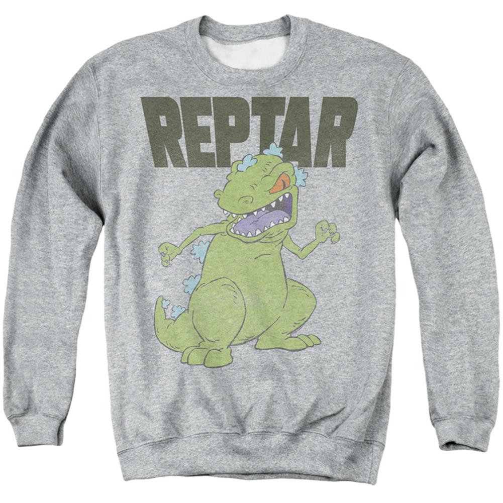 Rugrats Reptar Big Men's Crewneck 50 50 Poly Long-Sleeve T-Shirt